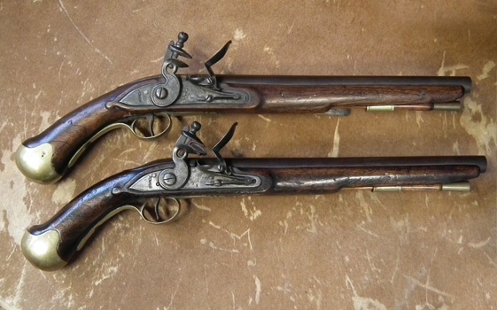 Flintlock sea service pistols. 
